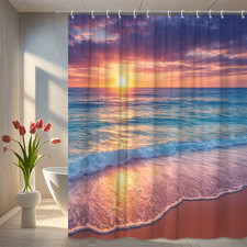 Colorful Ocean Sunset Shower Curtain for Beach Lovers