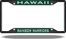 Hawaii Rainbow Warriors Black License Plate Frame