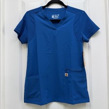Carhartt Force Cross-Flex Modern Fit V-neck Flex Panel Scrub Top Royal XS NWT
