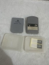 Sony PlayStation 1 OEM Memory Card Gray  Mad Catz 2X Memory Card W/ Cases
