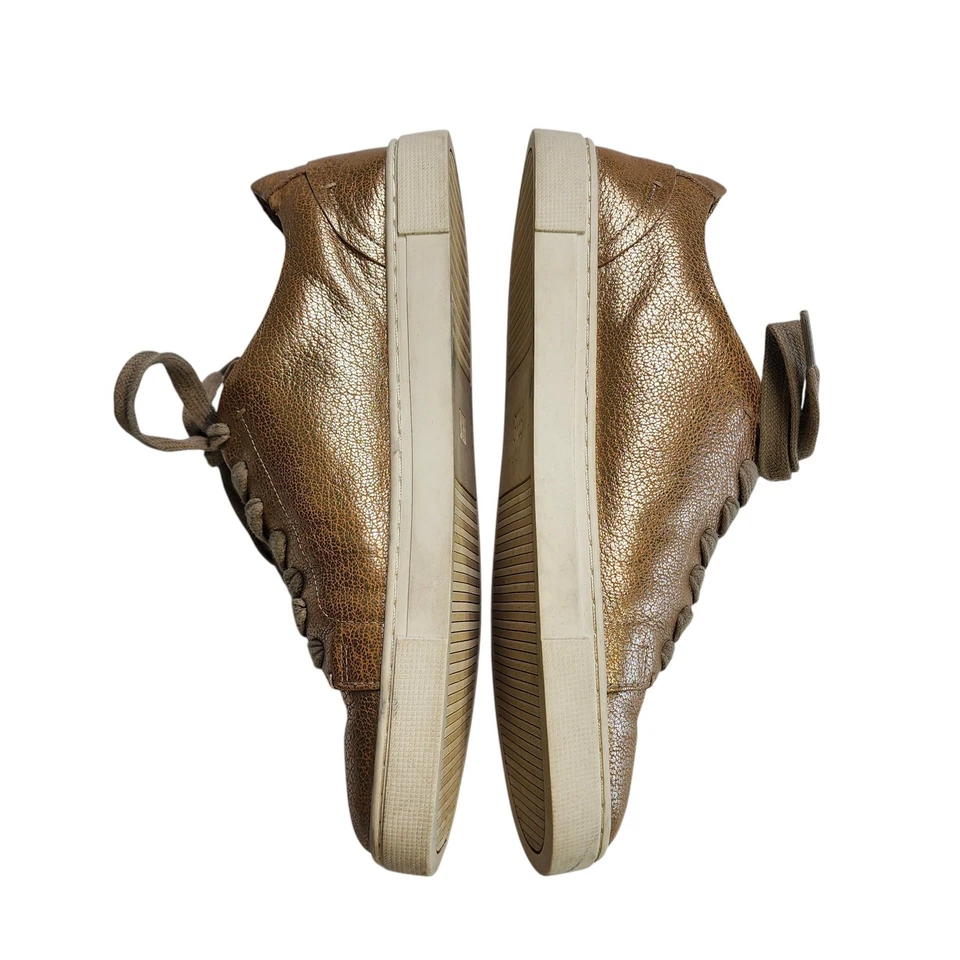 Zapatilla deportiva FRYE para mujer Ivy de encaje bajo talla 8,5 oro rosa cuero metálico con cordones Foto 4 de 4