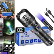 Rechargeable Flashlight 100000 Lumen 30W LED USB C 6000mAh Battery with UV