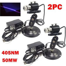 2Pcs Purple 405nm 50mW Focusable Line Laser Diode Module +5V Adapter 12mm Holder