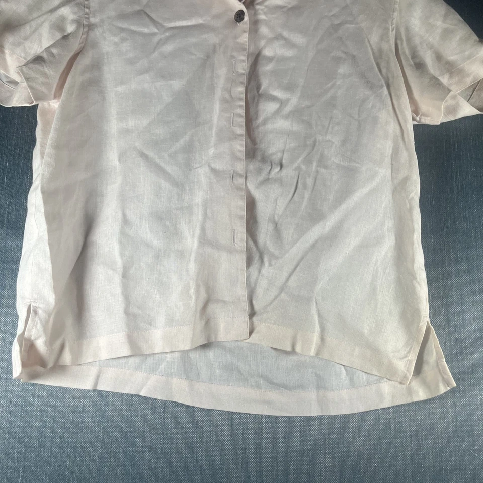 Camisa Jamaica Bay Mujer Grande Lino Manga Corta Abotonada Blusa Verano Top Foto 3 de 4