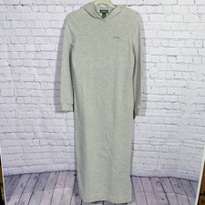 Lauren Ralph Lauren Womens Maxi Hooded Sweatshirt Dress Gray Sz L Preppy Casual