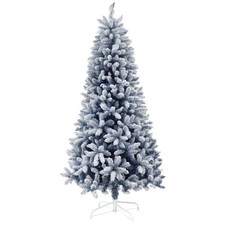 HOMCOM 6ft Artificial Blue Snow Flocked Christmas Tree, Refurbished