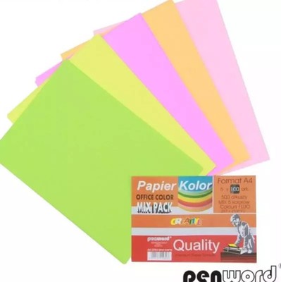 5902557420803 Papier kolorowy A4 5x100 arkuszy Penword