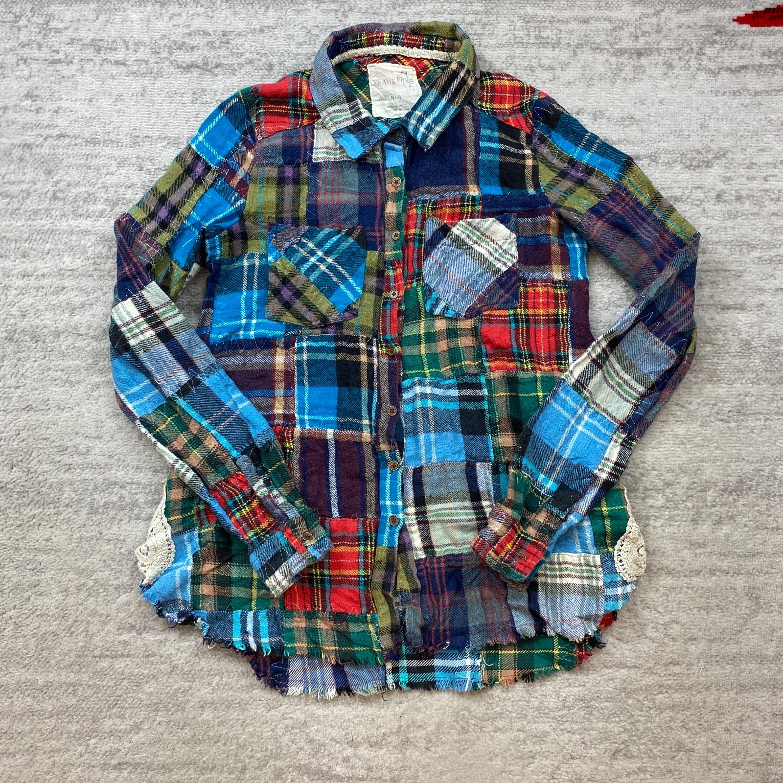 We The Free Patchwork Lost In Plaid Button Shirt … - image 1
