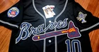 NEW Atlanta Braves #10 Chipper Jones HOF Dual Patch Stitched LIMITED Jersey BLK