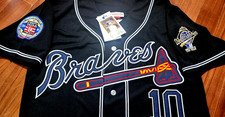 NEW Atlanta Braves #10 Chipper Jones HOF Dual Patch Stitched LIMITED Jersey BLK