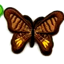 Brown embroidered butterfly embroidered iron on patch 2 5/8 x 2 inch