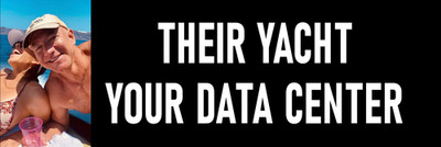 Their Yacht Your Data Center Sticker Large 3x9 Protest AI No Data Centers