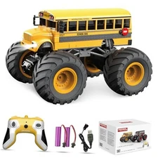 Remote Control Car, RC School Bus for Kids, RC Monster Truck Toy 2.4GHz Yellow