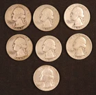Lot of 7 - Silver Washington Quarters (1940-1964) - VG-AU - Nice Details-Lot #14