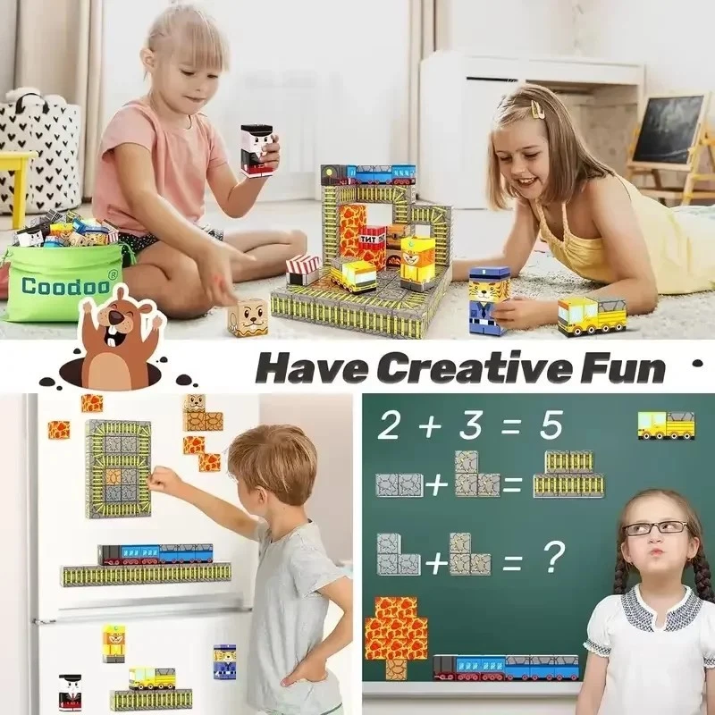 300PCS Magnetic Building Blocks STEM Toy Kids Creative Montessori Set Game Gift - Image 3 of 4