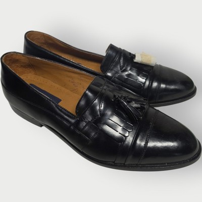 Giorgio Brutini  Mens Loafers Kilties Tassels Black Dress Shoes Size 9 D