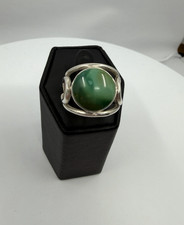 CHUNKY 925 Round Turquoise Swirl Ring Size 7