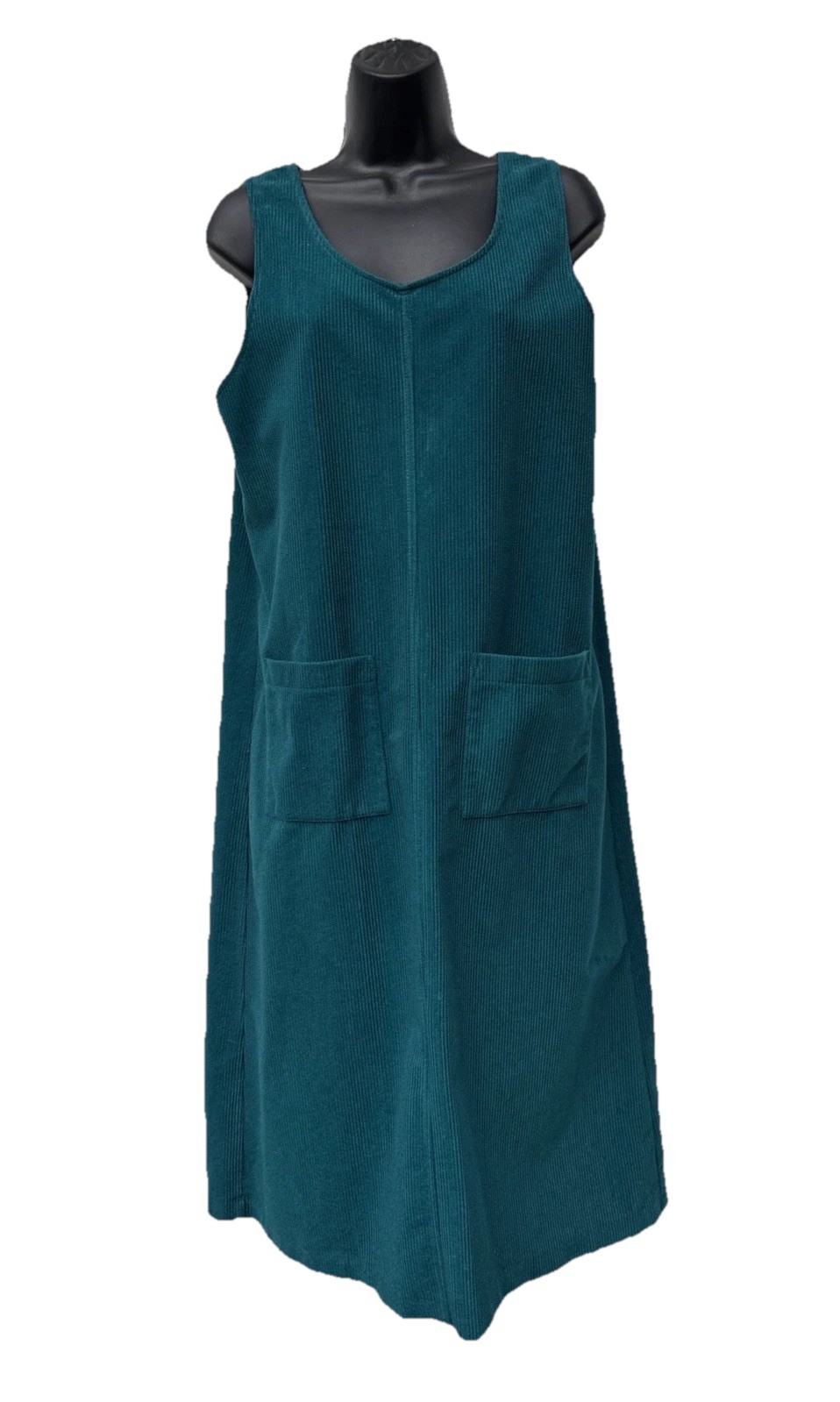 Southern Lady Jumper Dress Teal Aqua Maxi Long Corduroy Petite Medium Pullover