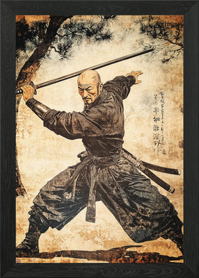 Shaolin Munk Krieger Kunstdruck gerahmt Wandbild Poster Leinwanddruck Bild