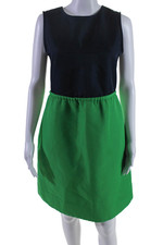 Marc By Marc Jacobs Womens Navy Green Color Block Crew Neck Shift Dress Size 4