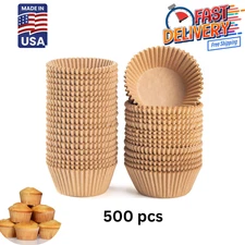 Caperci Standard Natural Cupcake Liners 500 Count, No Smell, Grease-Proof Paper