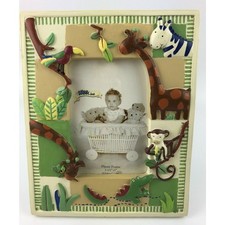 Jungle Animal Raised Picture Photo Frame Fits 3 1/2" x 5" Baby Kids Room Resin