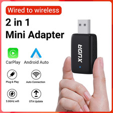 New Wired to Wireless Carplay and Android Auto 2 in 1 Mini Adapter 5Ghz Wifi5 fo