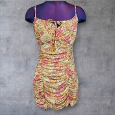 Ultra Flirt Floral Retro Cinched Mini Bodycon Dress Size Large Juniors G1