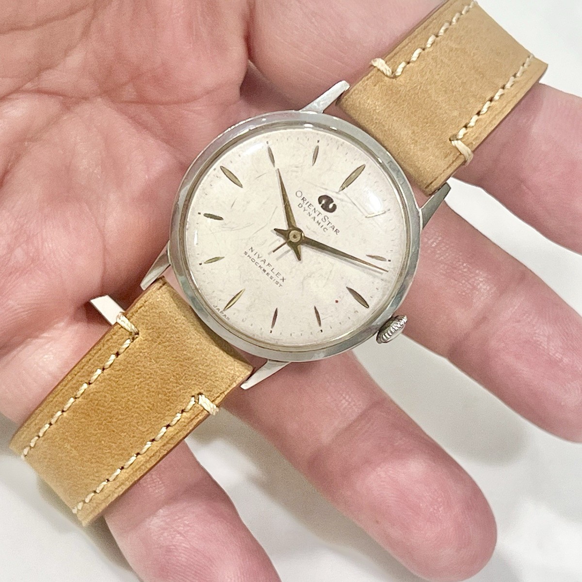 Vintage OrientStar Dynamic Nivaflex N13041T Gold Tone Dial 33mm 