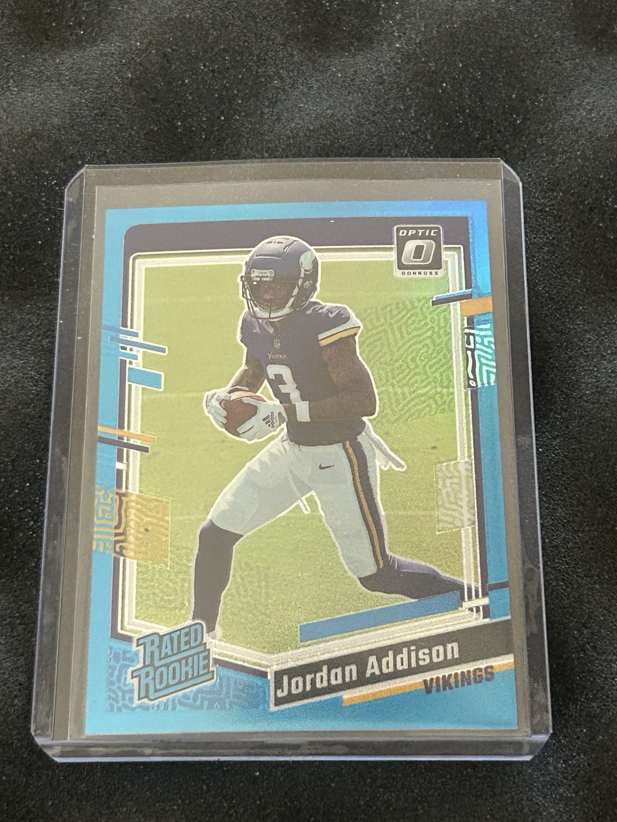 2023 Panini Donruss Optic Jordan Addison #271 Aqua Prizm /299 Rookie Vikings