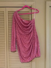 Super Sexy #3712 Fashion Nova Pink club sequin one shoulder dress size 2X