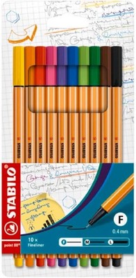 Stabilo Fineliner - point 88 - 10er Pack - 10 Standardfarben 0,4 mm 1er Pack