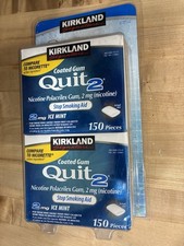 2 boxes of Kirkland 2mg Quit Smoking Gum Nicotine150 Pieces Exp 01/27
