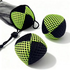 3 Packs Juggling Balls Set for Beginners and Adult, Black and Neon Green Jugglin