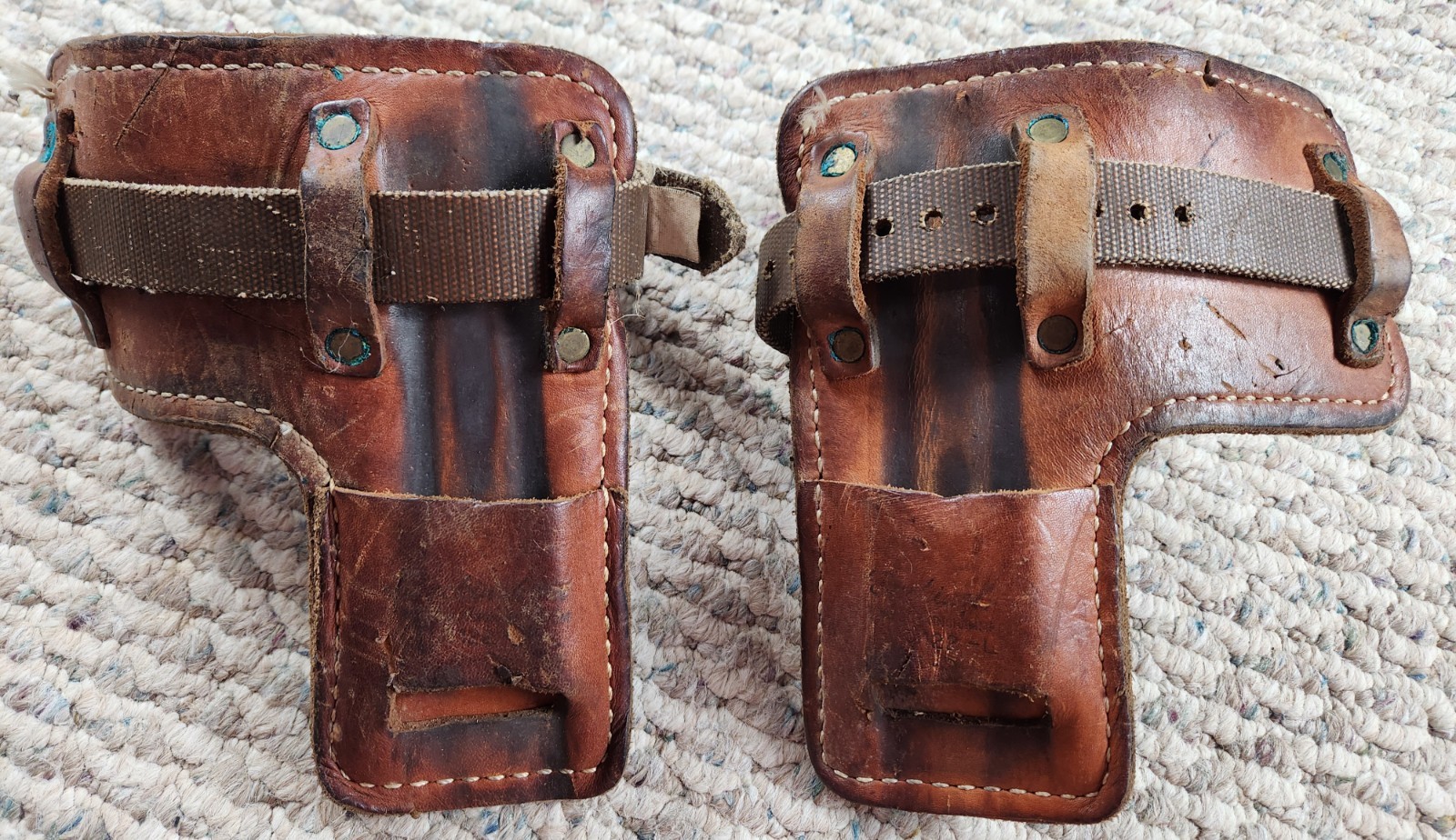 Buckingham 122-L Leather Climbing Pads Pair With Belts Vintage
