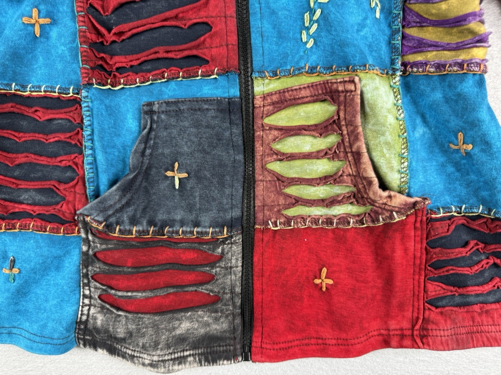 KPC Patchwork Pixie Hoodie Full Zip Jacket Womens… - image 4