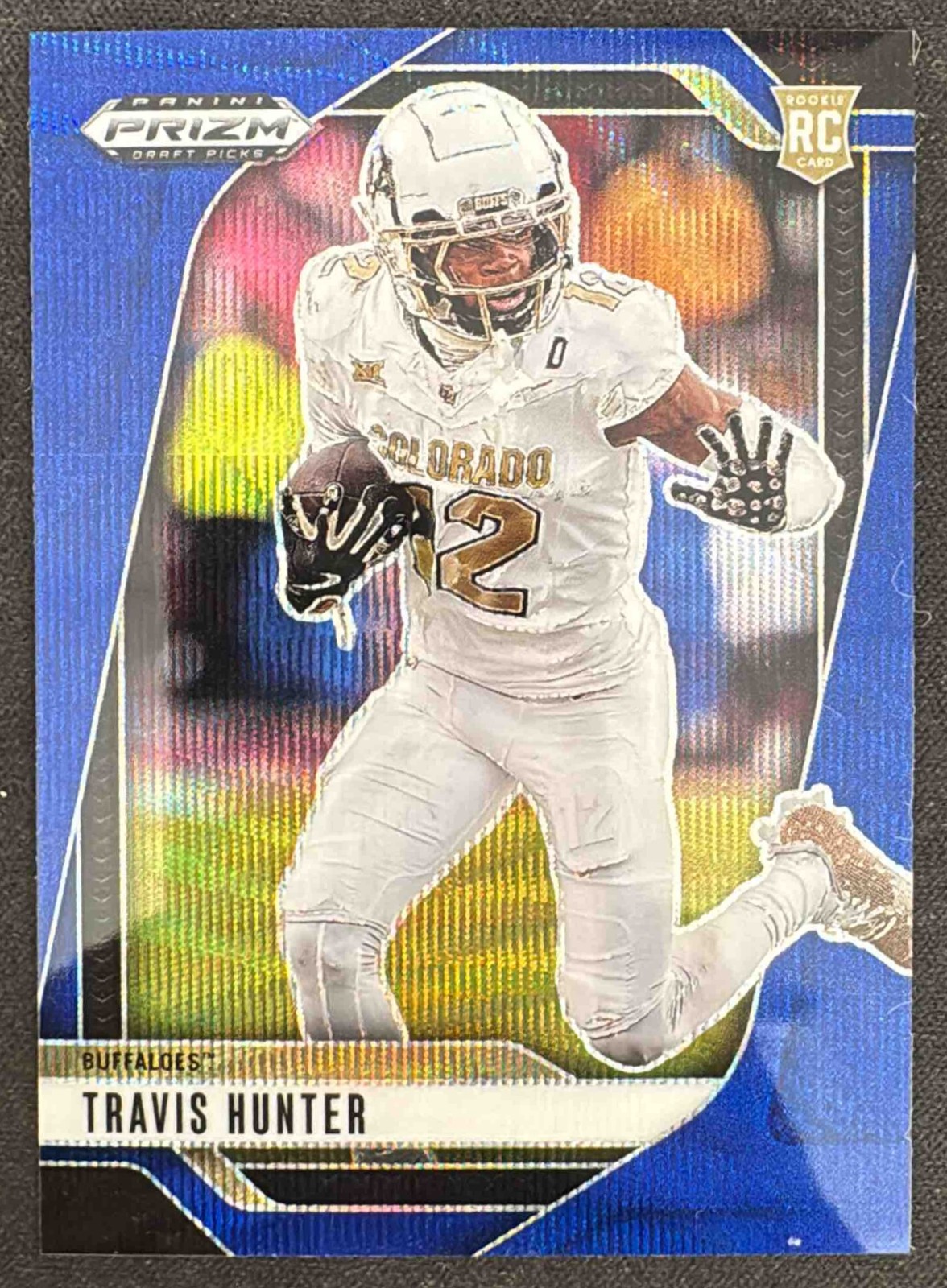 2025 Panini Prizm Draft Picks Travis Hunter #21 Blue Wave 20/299 RC Buffaloes