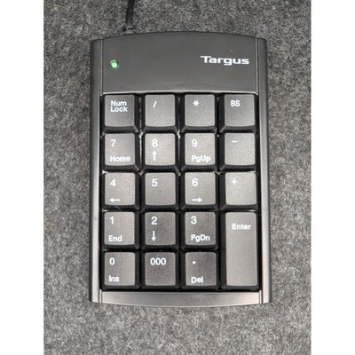 Targus Numeric Keypad with 2 USB Ports  Black 10-Key Wired USB Hub PAKP004B EUC