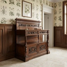 Credenza Antica Stile Neorinascimentale Noce Italia XIX Secolo Originale