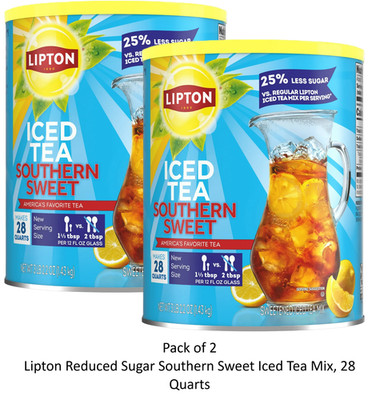 Lipton Reduced Sugar Southern Sweet Iced Tea Mix, 28 Quarts (2 Pack)