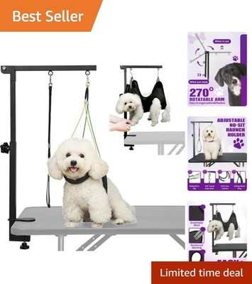 Foldable Dog Grooming Arm with No Sit Restraint - Ideal for Small & Medium Dogs