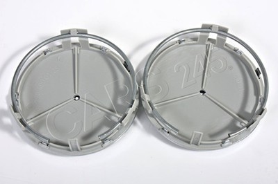 Genuine MERCEDES Wheel Center Hub Caps 2pcs Star Silver Chrome