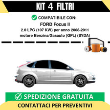 Kit 4 Filtri Tagliando per FORD Focus II 2.0 LPG 107 kw Benzina/Gasauto (GPL)...