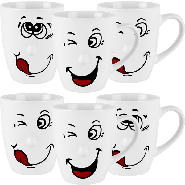 Kaffeetassen 12Er Set Kaffeebecher Kaffee Tassen Becher Keramik Teetasse Gesicht-image