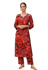 Women's Printed Cotton Blend Straight Kurta and Pant Set