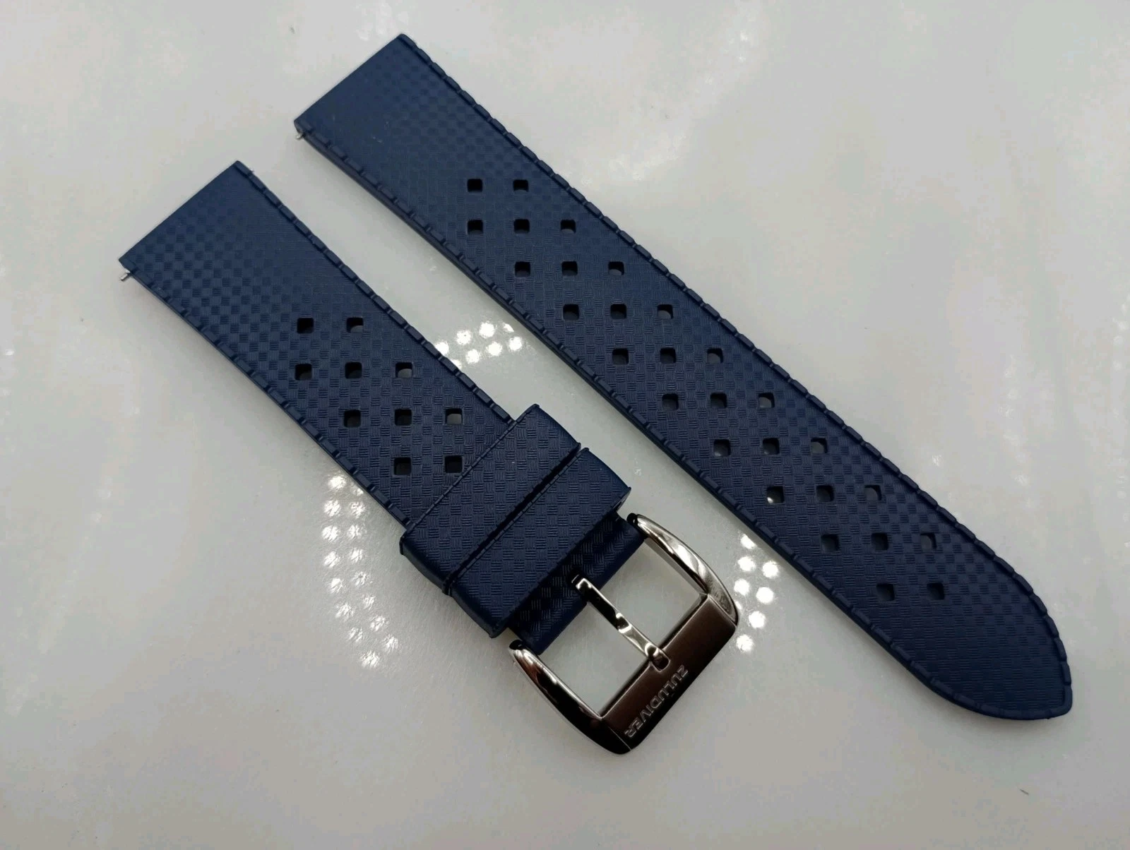 New 22mm Zuludiver AquaWave Rubber Quick Release Style Blue Watch Strap A892