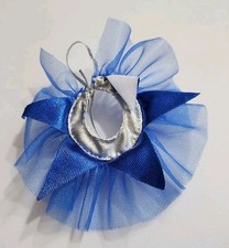 BARBIE SKIRT BLUE SILVER METALLIC TUTU BALLET DANCE MINI VERY SHORT DOLL CLOTHES