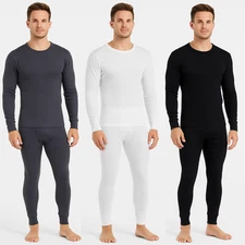 Mens Thermal Long Johns Top Bottom Underwear Trouser TShirt Set Full Sleeve UK