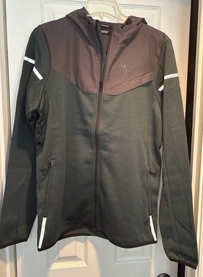 Peak Velocity Mens Axiom Full-Zip Water-Repellent Green & Gray Jacket Size Large