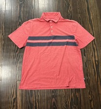 Vineyard Vines Edgartown Polo Shirt Men s Medium Pink Blue Pima Cotton Polyester